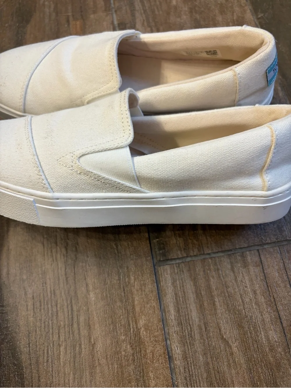 TOMS White Canvas Slip-On Shoes